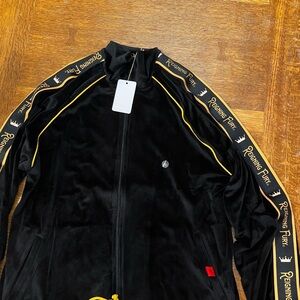 Reigning Fury King Fury Velour Tracksuit Jacket Black Yellow XL Zip Pockets